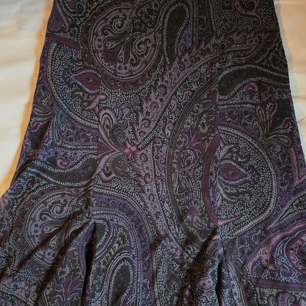 Chaps A-Line Skirt in Purple Paisley